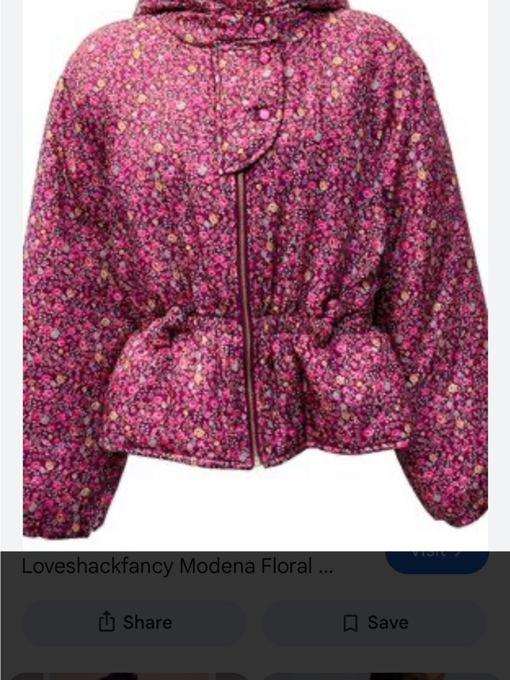 LoveShackFancy womans Floral Hooded Puffer Jacket in Berry Pink Mix